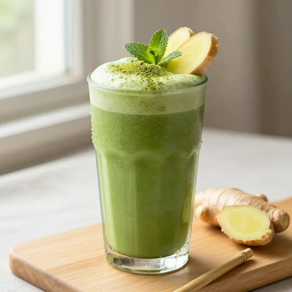 Matcha Ginger Smoothie for Metabolism Boost plated dish