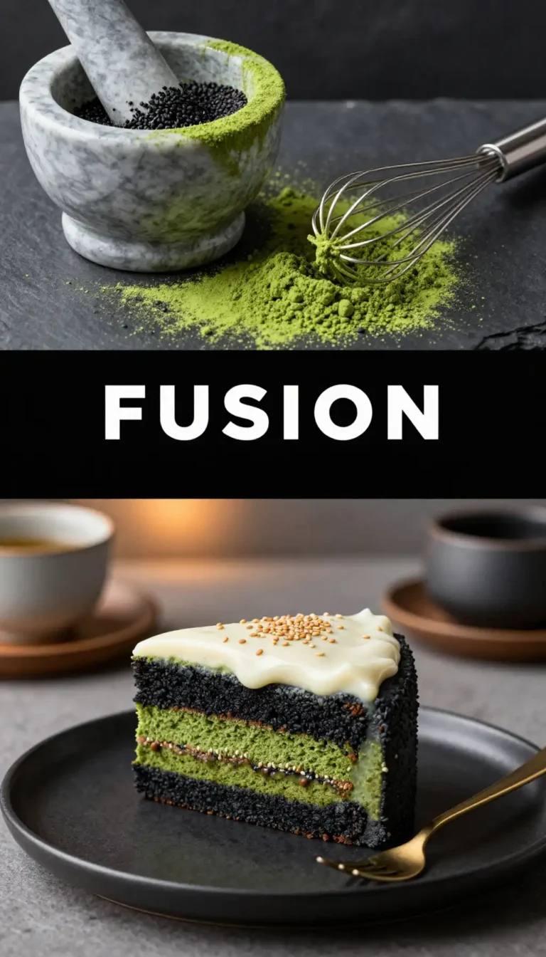 Matcha Green Tea And Black Sesame Cake