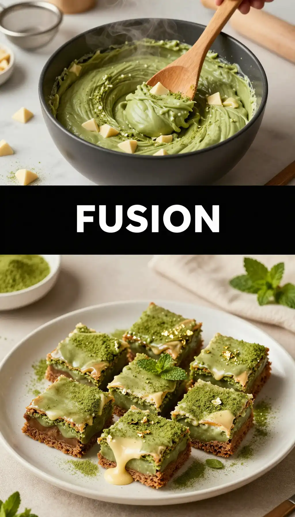 Matcha Green Tea White Chocolate Blondies