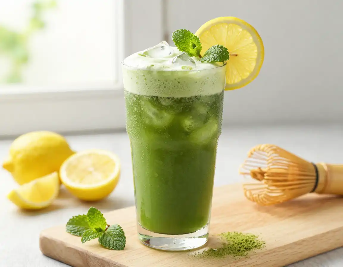 Matcha Lemonade for Green Tea Refreshment plated dish