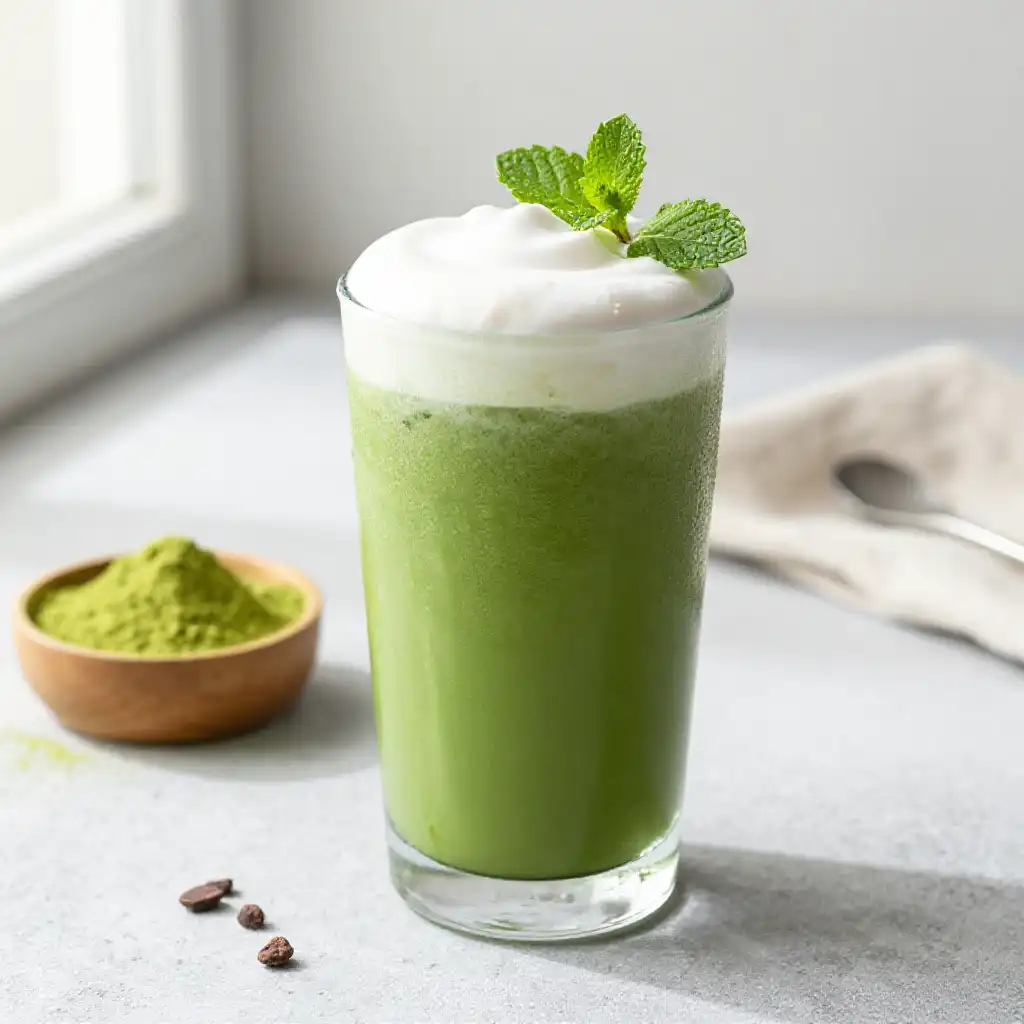 Matcha Mint Smoothie for Afternoon Pick-Me-Up plated dish