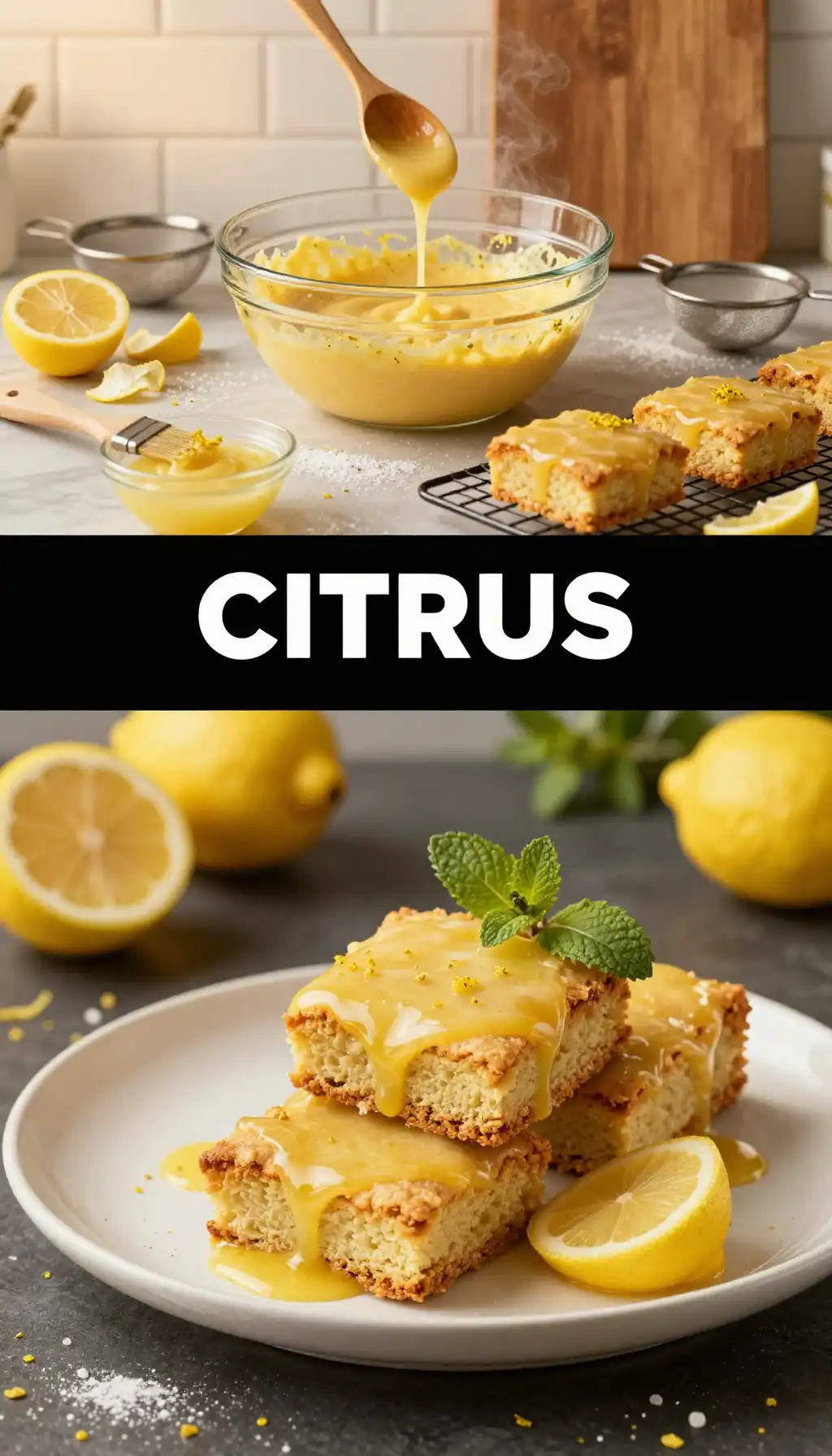 Meyer Lemon Glazed Blondies