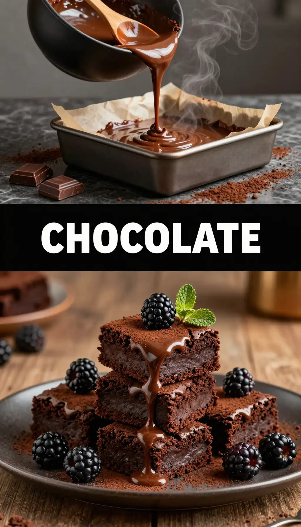 Midnight Dark Cocoa Brownies pinterest pin