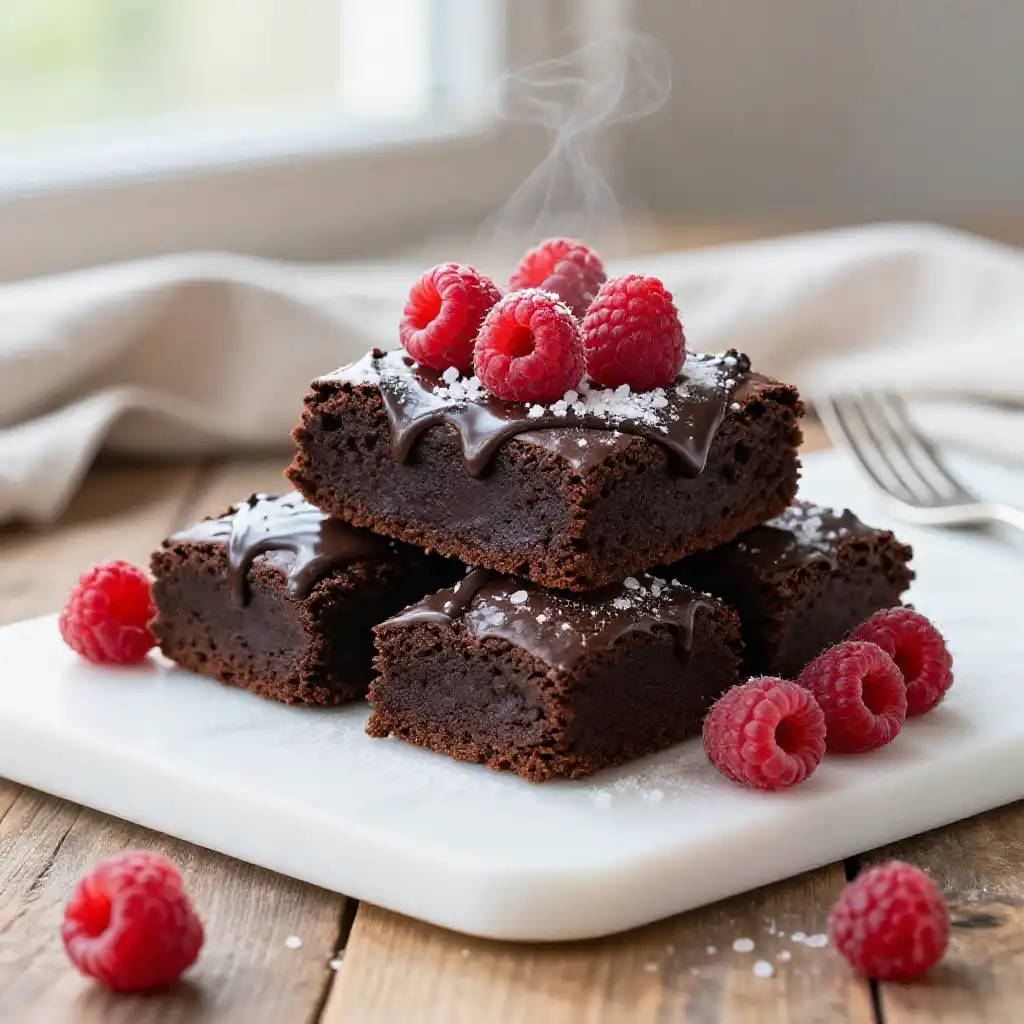 Midnight Dark Cocoa Brownies plated dish