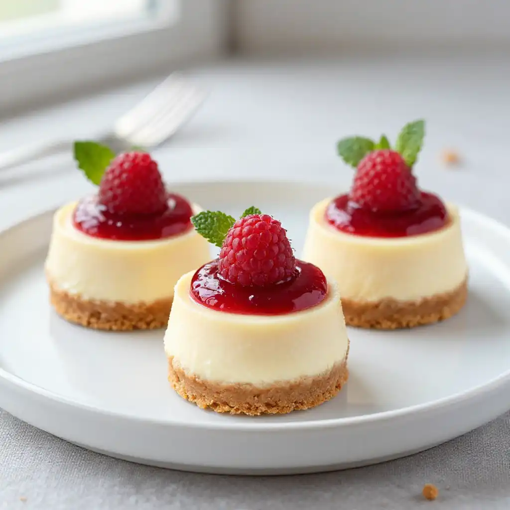 Miniature New York Style Cheesecake plated dish