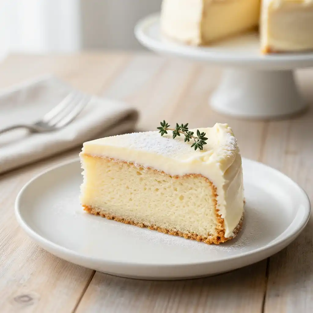 Minimalist Vanilla Buttermilk Cake plated dish