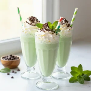 Healthy Mint Chocolate Chip Smoothie for Kids Treat