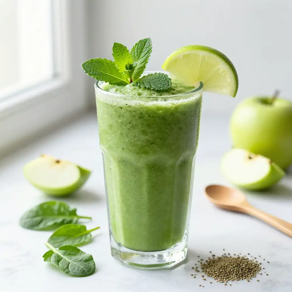 Minty Fresh Green Smoothie for Summer Detox plated dish