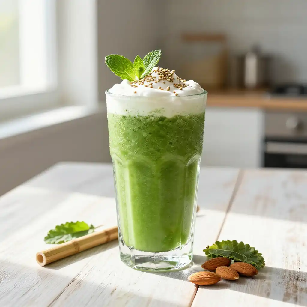 Moringa Green Energy Smoothie for Brain Boost plated dish