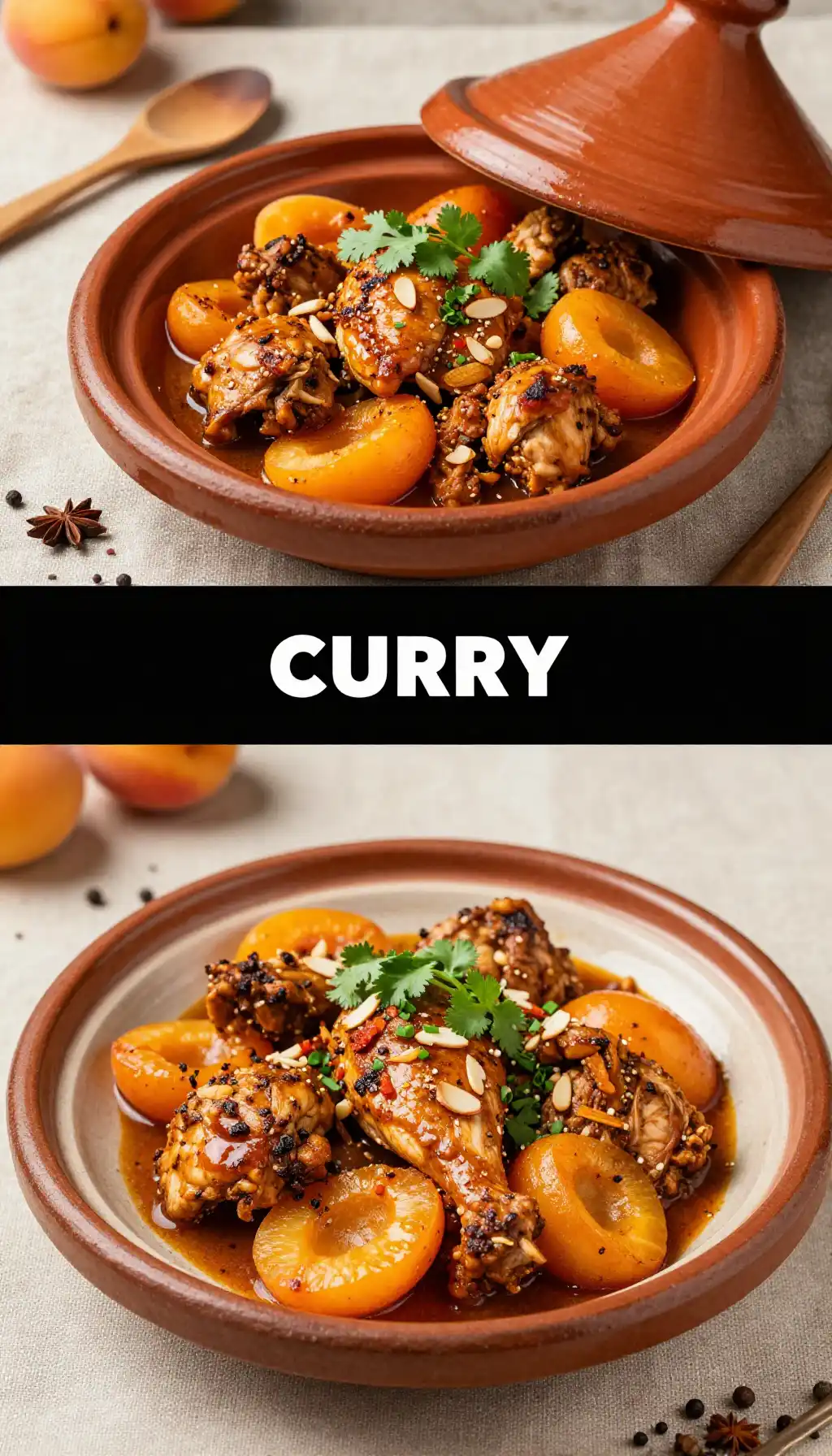 Moroccan Spiced Chicken Tagine with Apricots pinterest pin