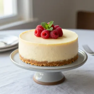 Naked Vanilla Bean Cheesecake with Fresh Berries