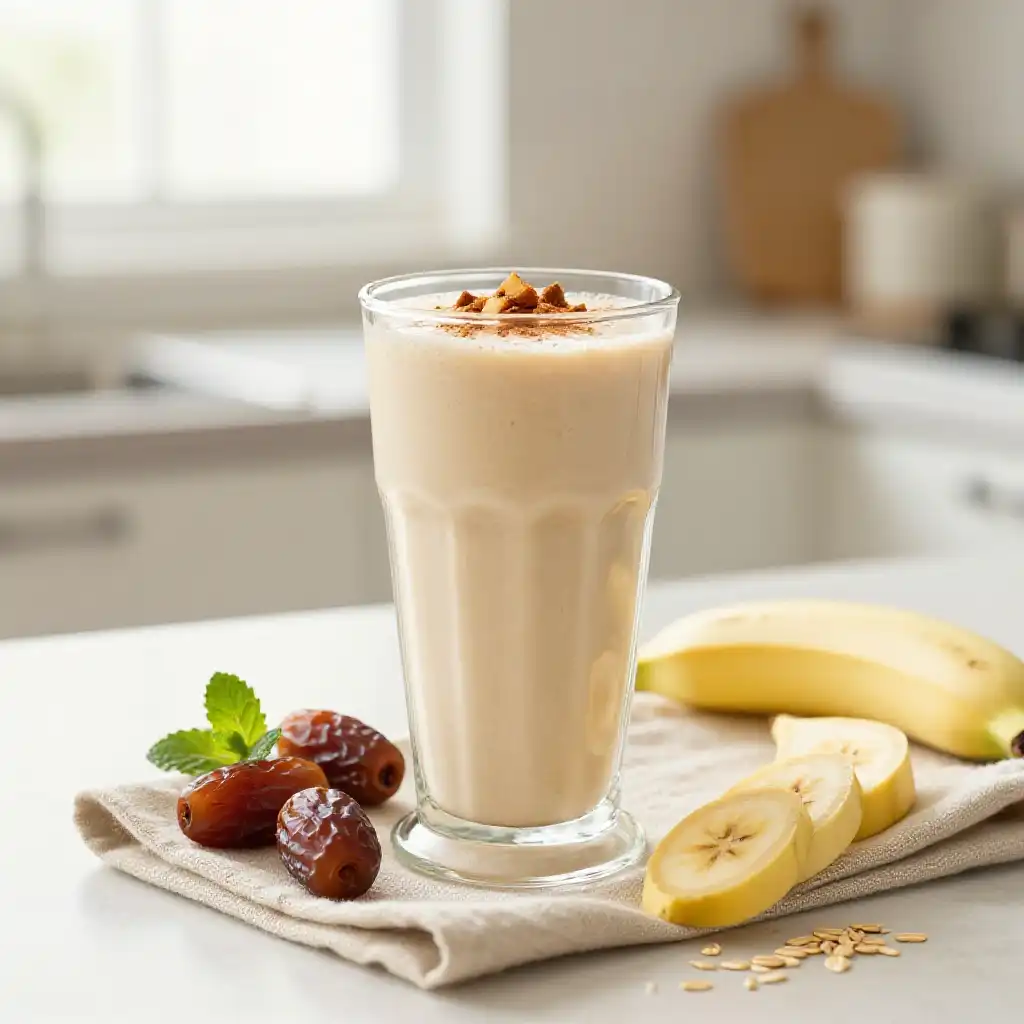 Oat Milk Banana Date Smoothie for Better Sleep plated dish