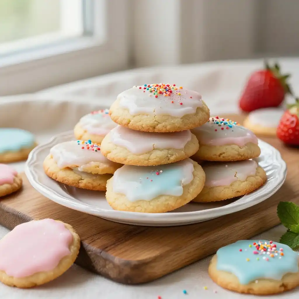 Old-Fashioned Iced Sugar Cookies plated dish