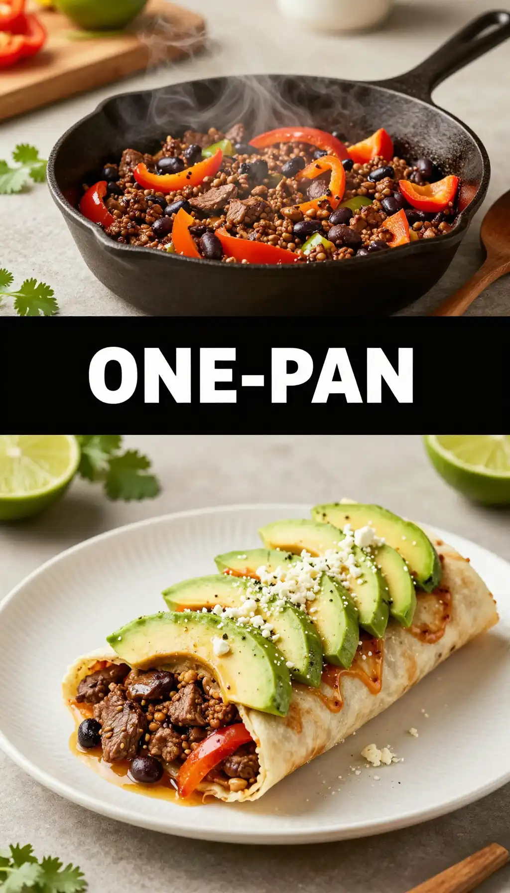 One-Pan Beef Burrito Skillet with Black Beans