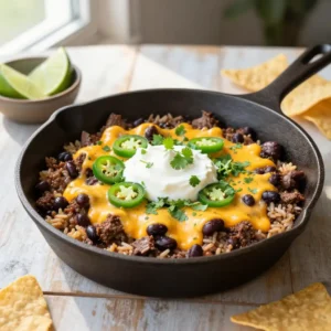 One-Pan Beef Burrito Skillet with Black Beans