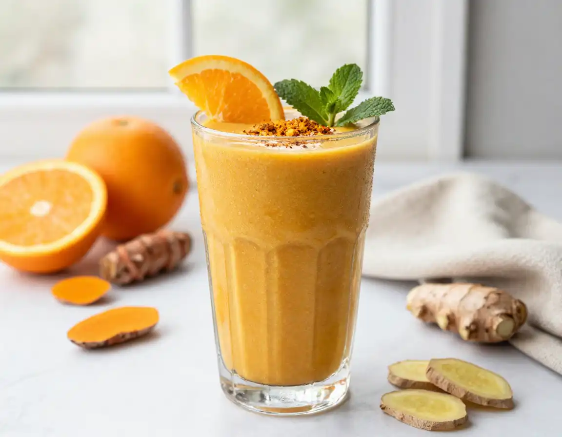Orange Turmeric Smoothie for Immune Boost plated dish