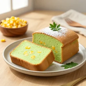 Fluffy Pandan Sweet Corn Sponge Cake Recipe