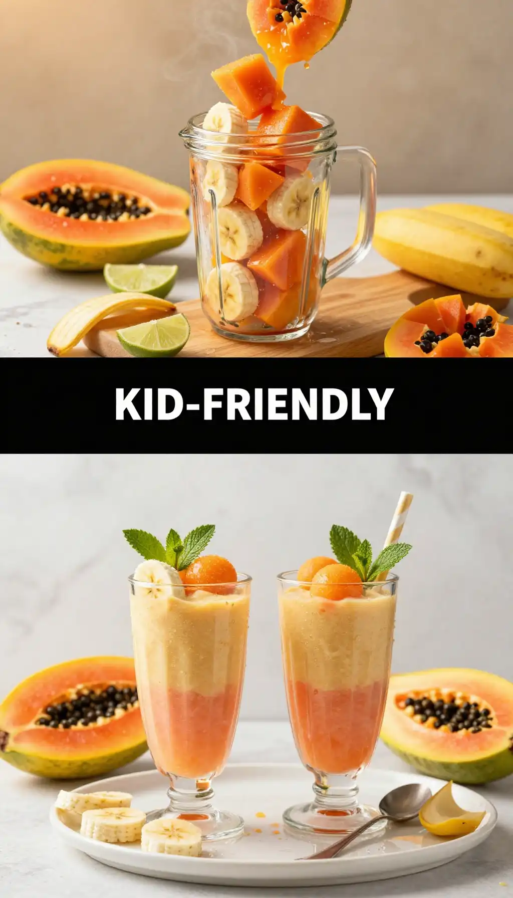 Papaya Banana Smoothie for Kids Digestion pinterest pin