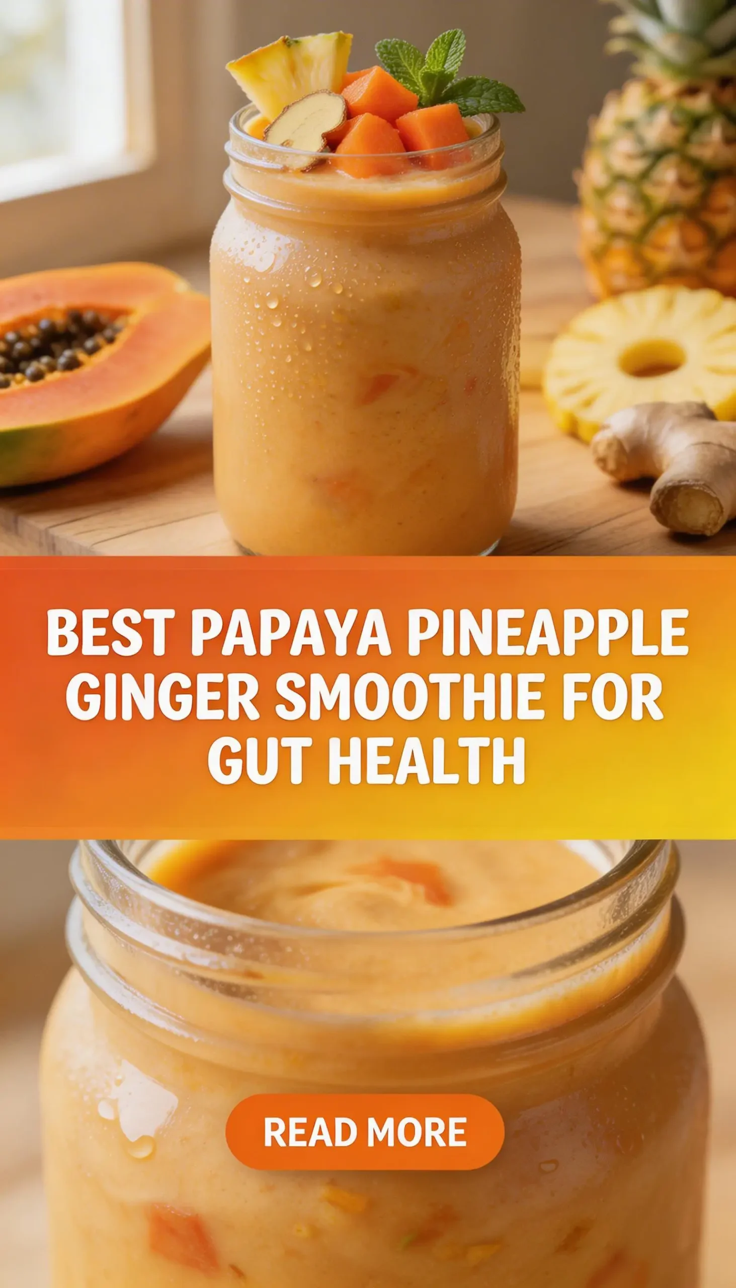 Papaya Pineapple Ginger Smoothie for Digestion