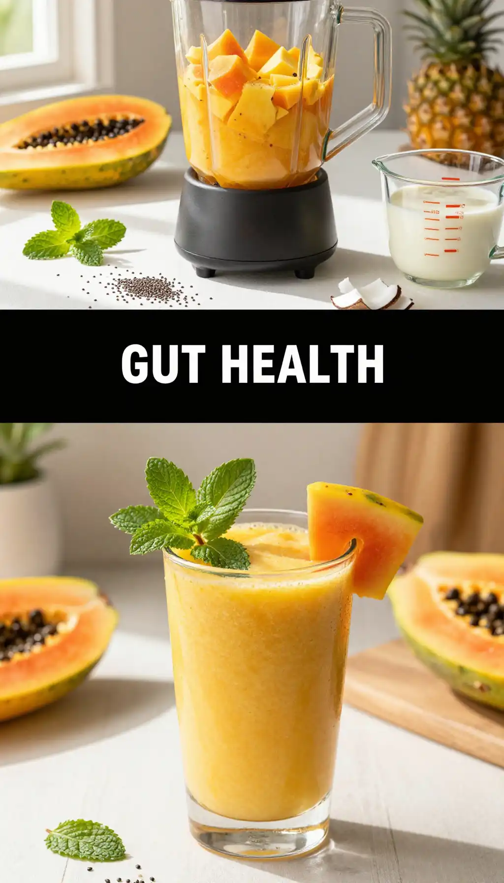 Papaya Pineapple Smoothie for Tropical Digestion pinterest pin