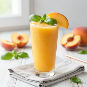 Healthy Peach Basil Smoothie for Glowing Skin