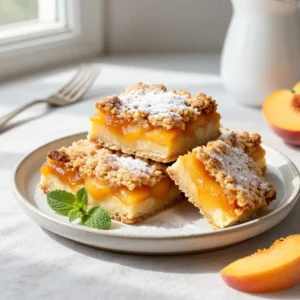 Easy Peach Cobbler Crumble Bars Recipe
