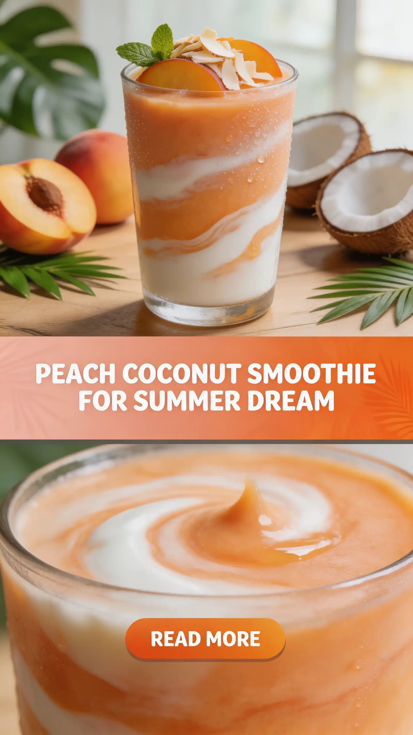 Peach Coconut Smoothie for Summer Dream pinterest pin