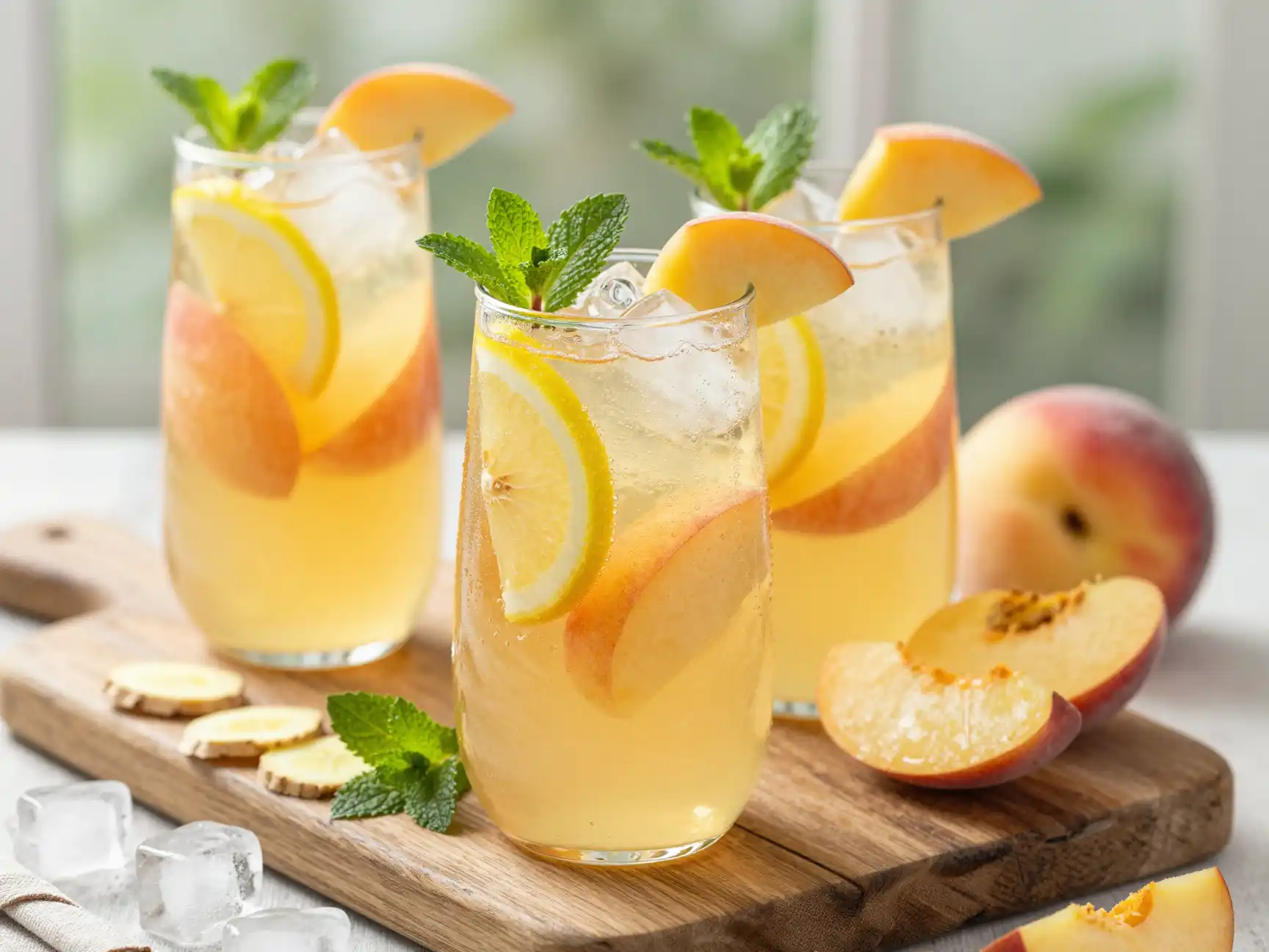 Peach Ginger Lemonade for Summer Spiced plated dish