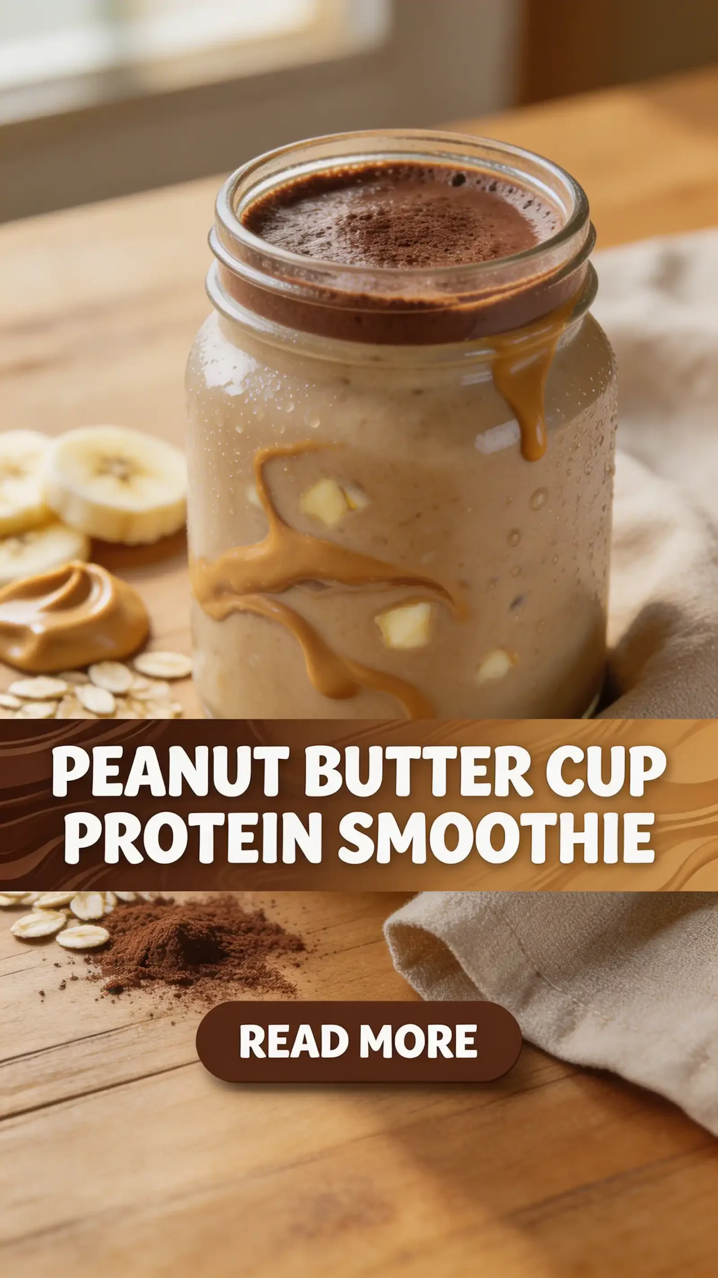 Peanut Butter Cup Smoothie for Protein Treat pinterest pin