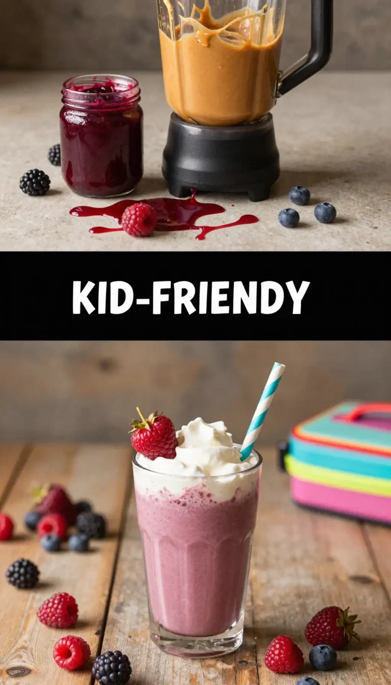 Peanut Butter Jelly Smoothie for Kids Lunch