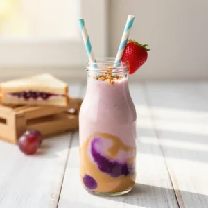 Healthy Peanut Butter Jelly Smoothie for Kids Lunch