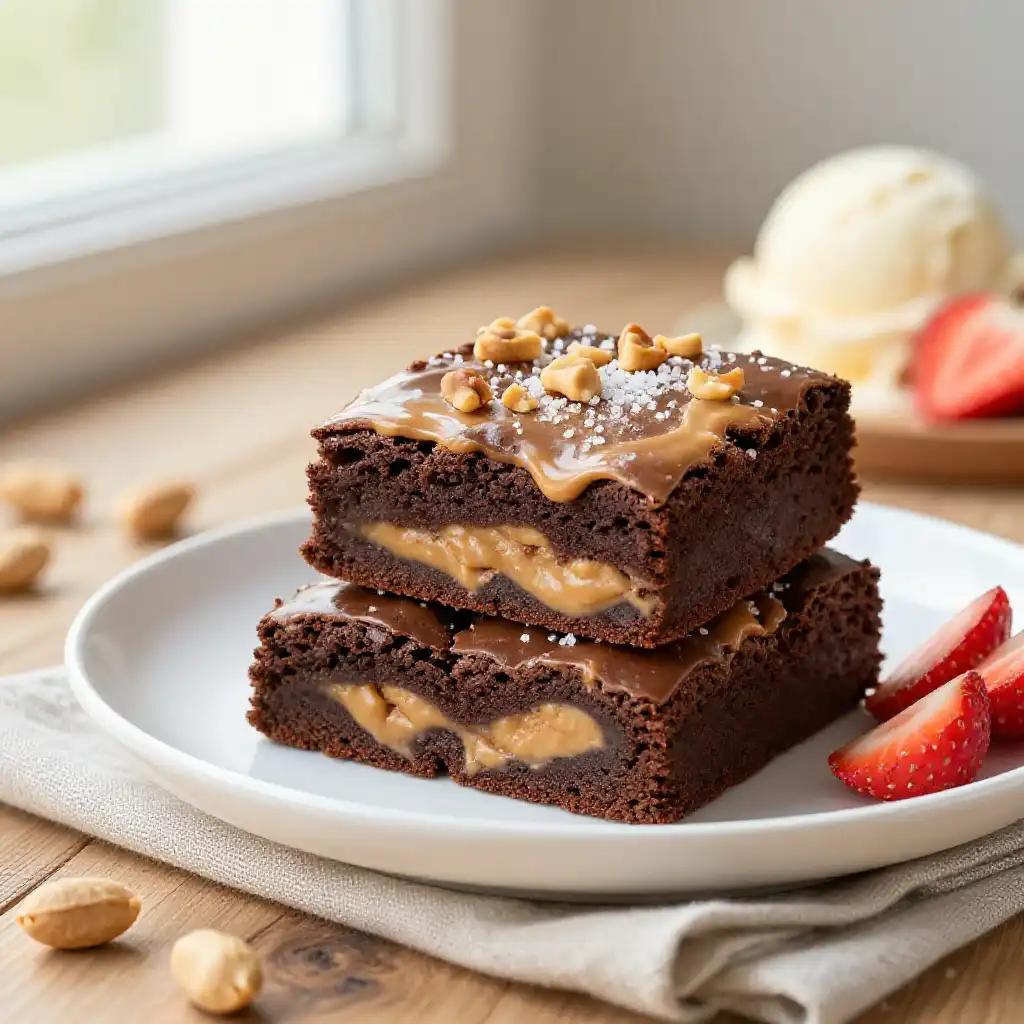 Peanut Butter Swirl Brownies plated dish