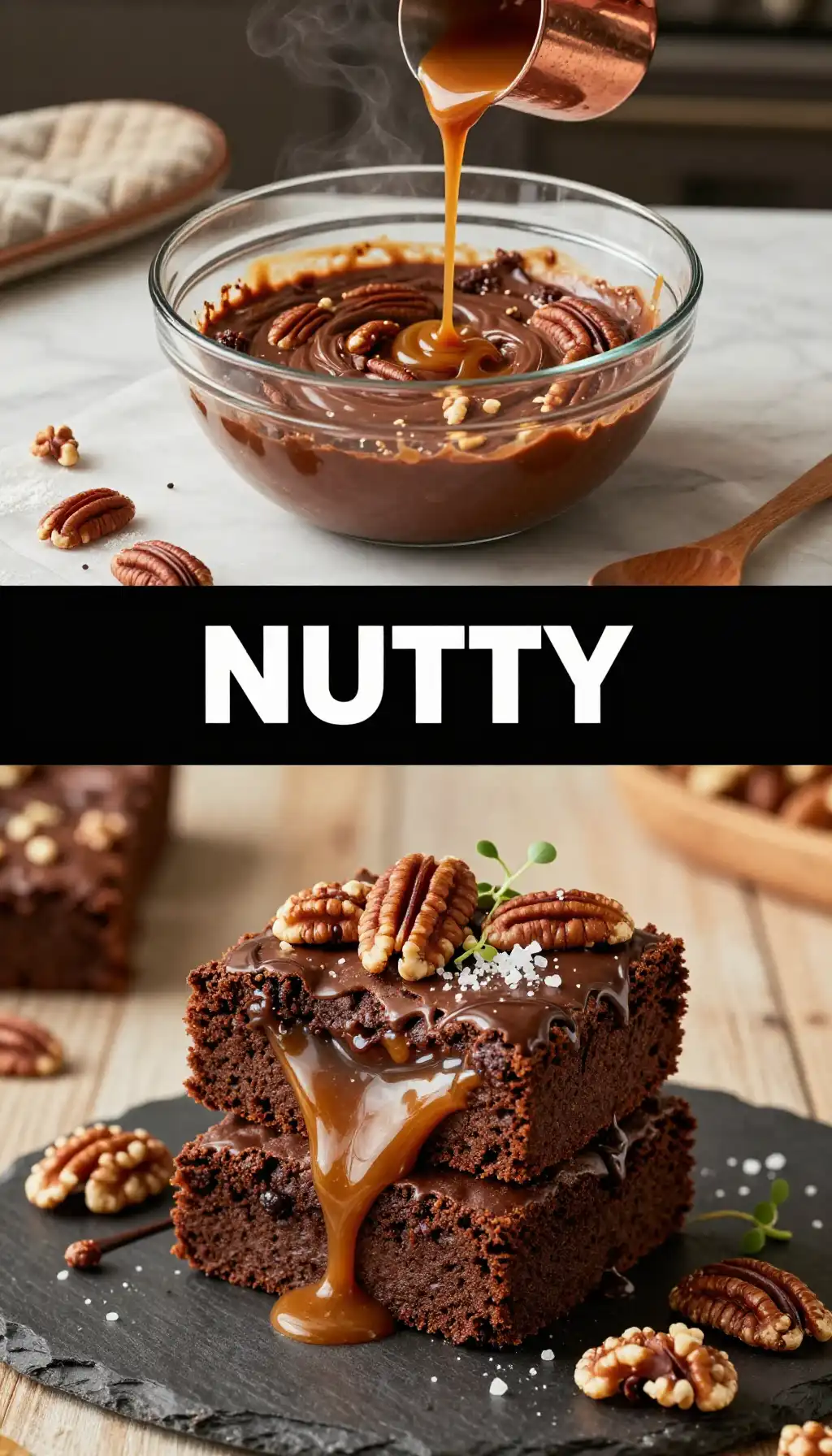 Pecan And Walnut Turtle Brownies pinterest pin