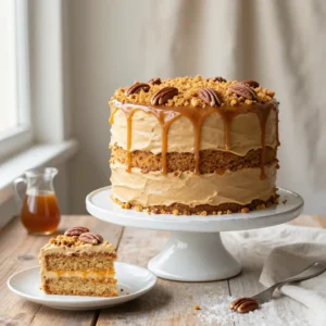 EASY Pecan Crunch Butterscotch Layer Cake Recipe