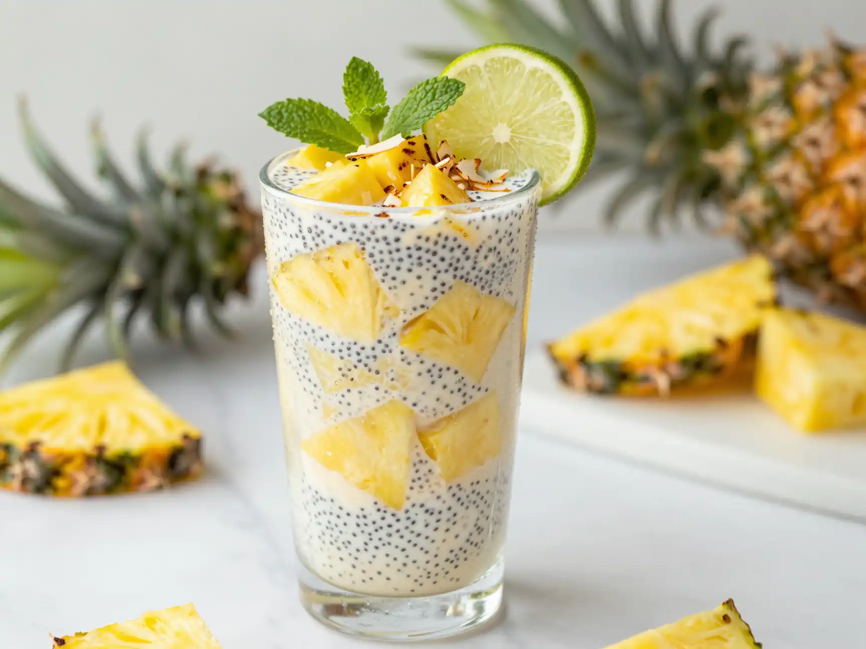 Pineapple Coconut Chia Smoothie plated dish