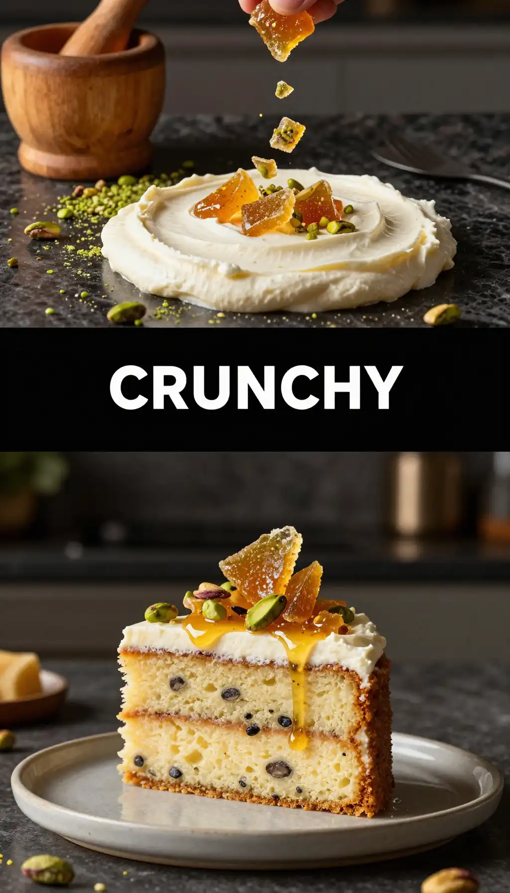 Pistachio Brittle And Vanilla Cake