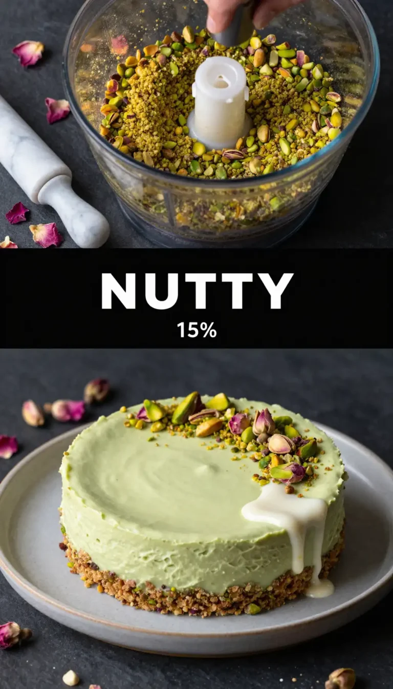 Pistachio Paste And Rose Cheesecake
