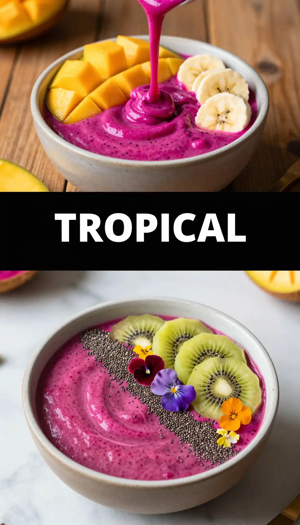 Pitaya Dragon Fruit Bowl with Mango and Banana