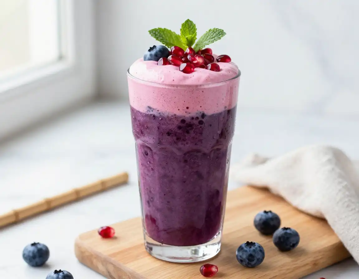 Pomegranate Blueberry Smoothie for Heart Health plated dish