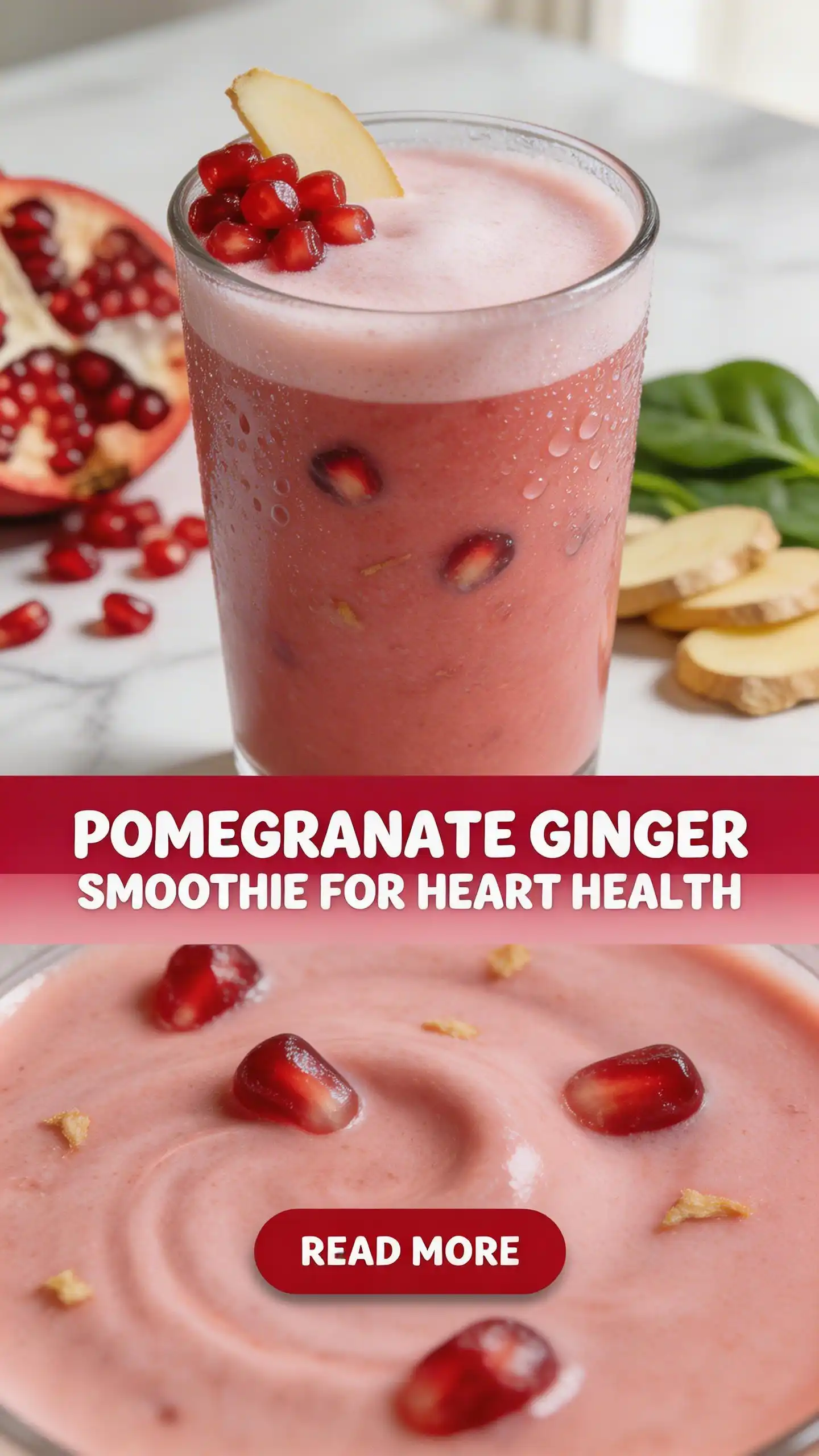 Pomegranate Ginger Smoothie for Heart Health pinterest pin