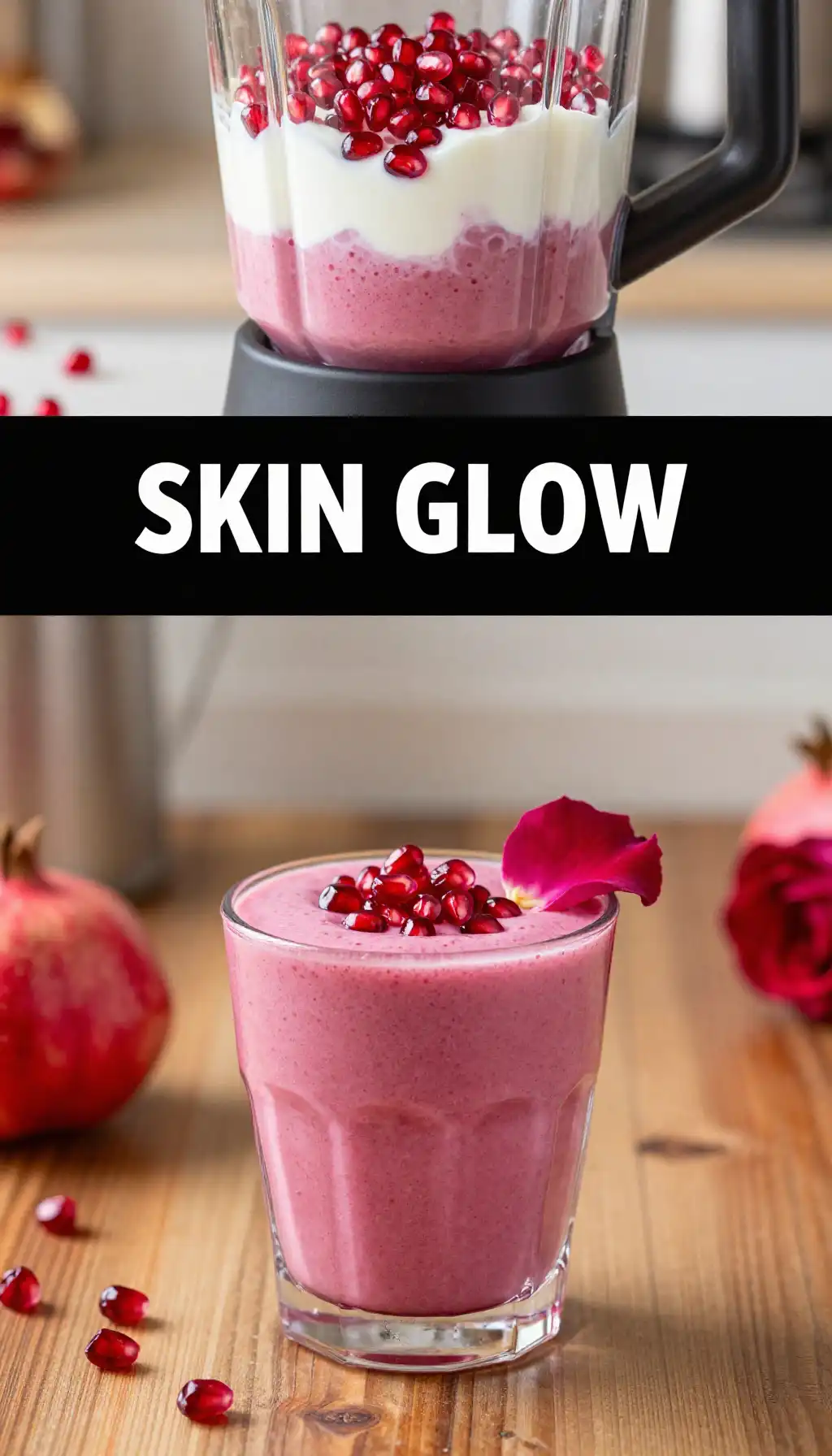 Pomegranate Rose Water Smoothie for Skin Glow