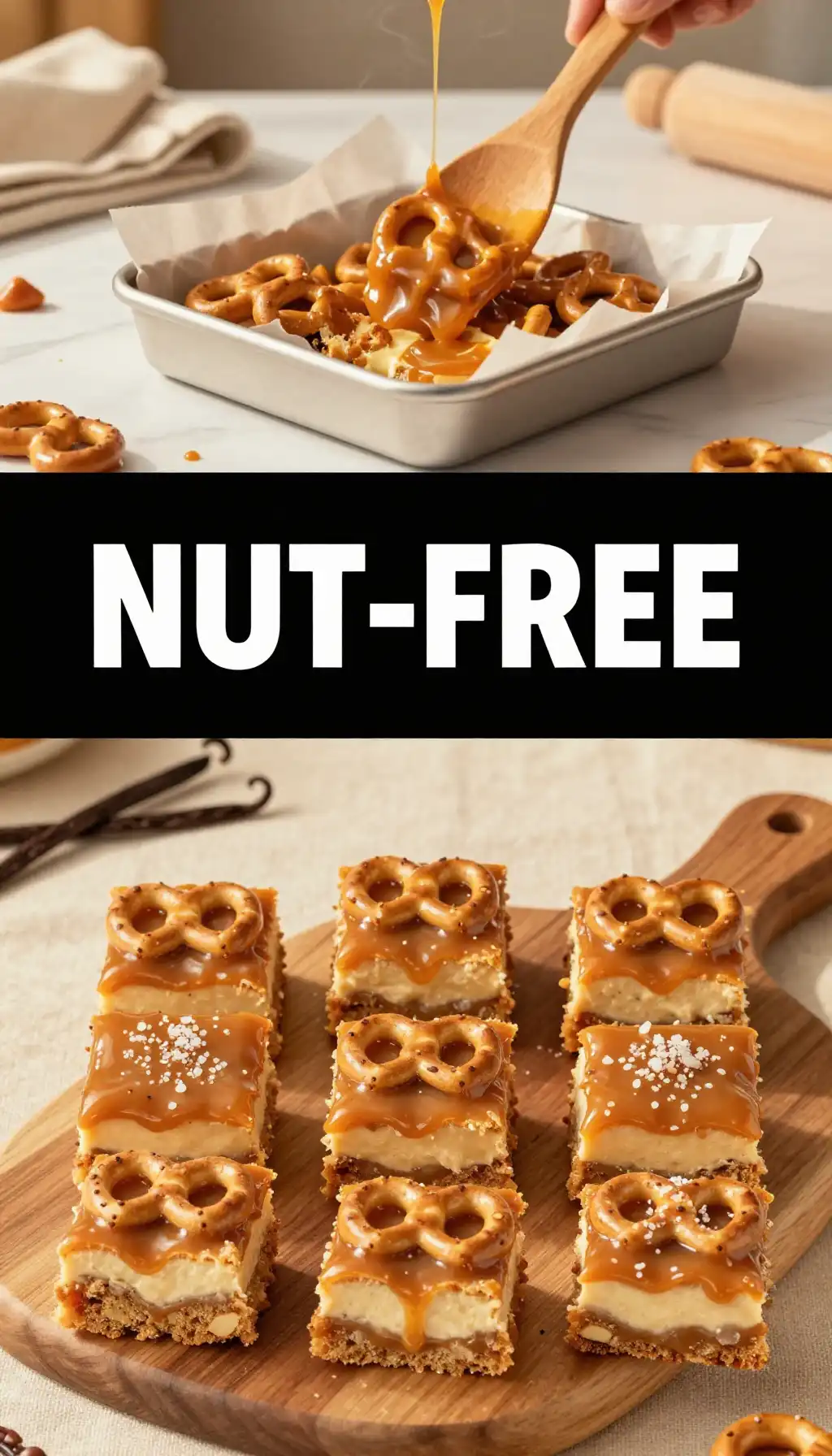 Pretzel And Caramel Nut-Free Bars