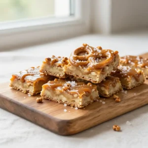 Easy No-Bake Pretzel Caramel Nut-Free Bars for Kids