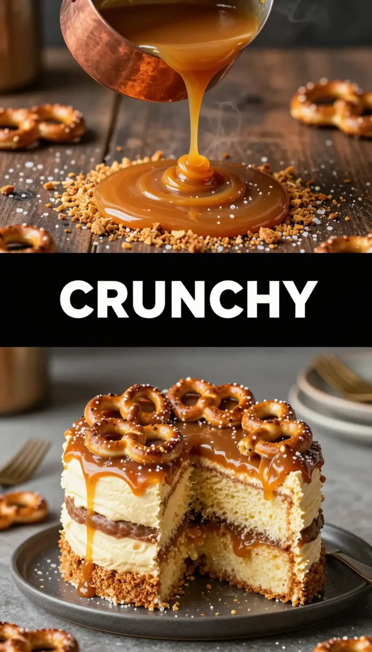 Pretzel Crunch And Caramel Cake