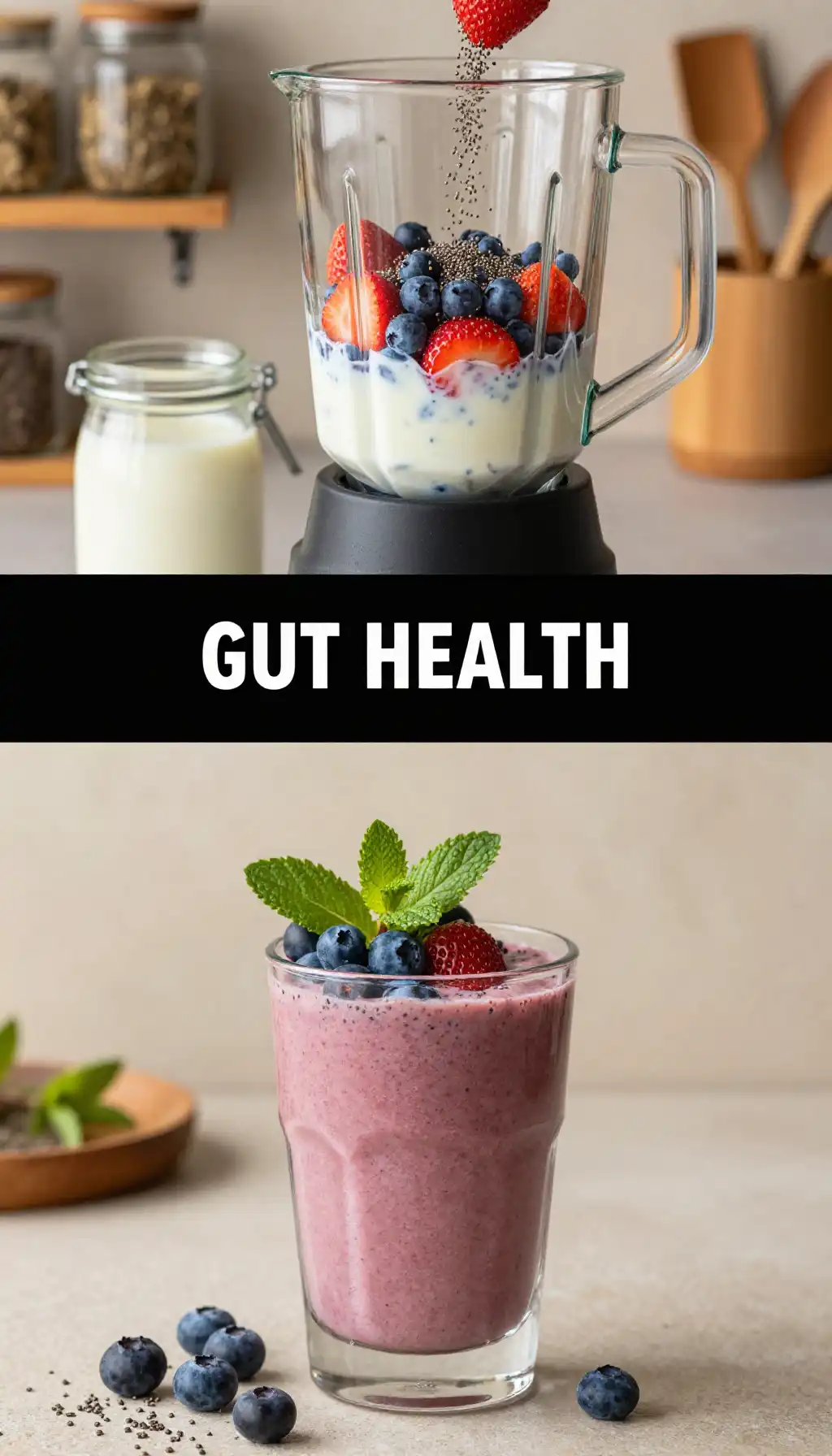 Probiotic Kefir Berry Smoothie for Gut Health pinterest pin