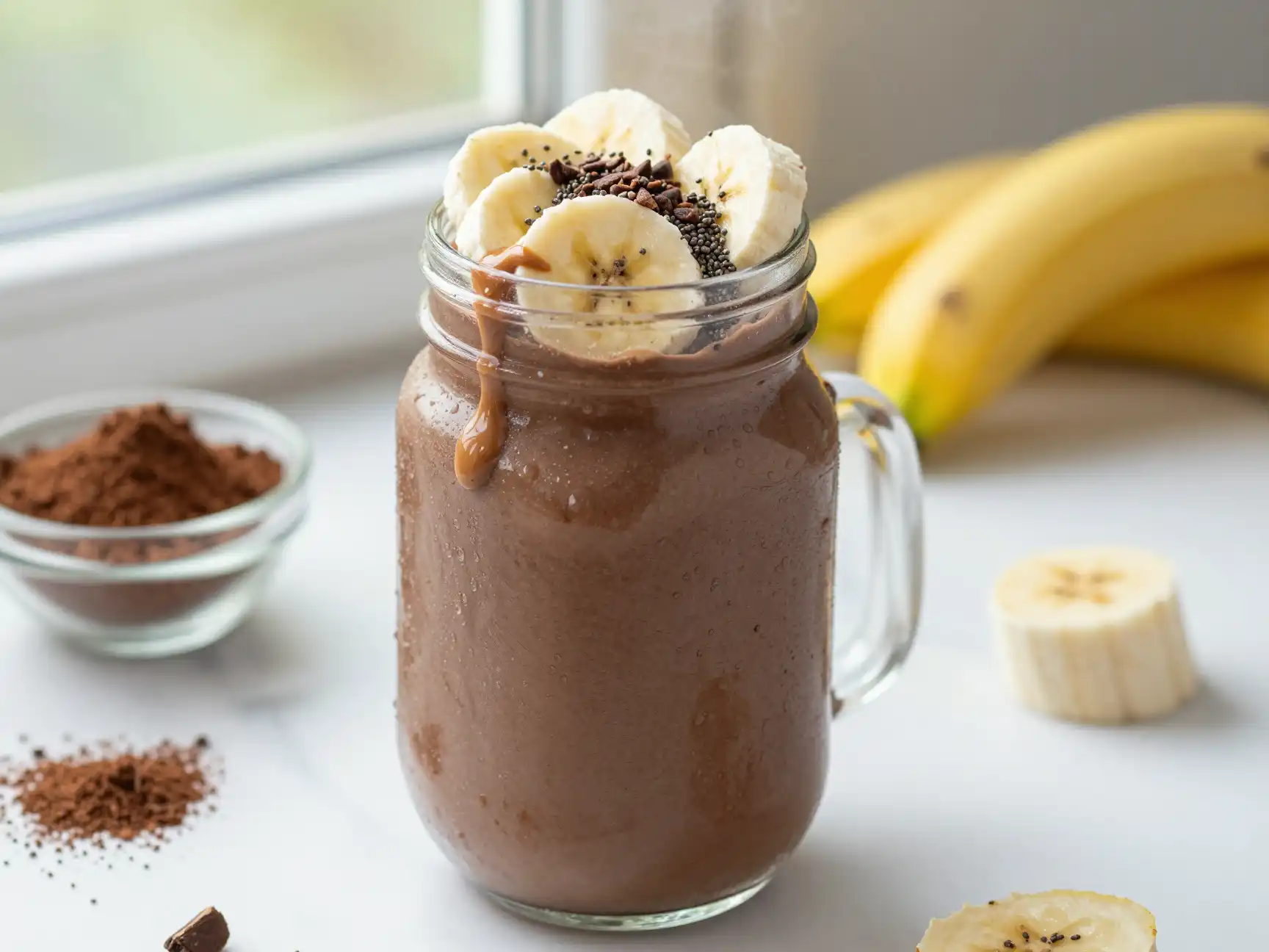 Protein Packed Chocolate Smoothie for Gains plated dish