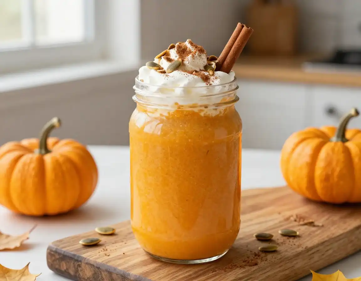 Pumpkin Protein Smoothie for Fall Recovery plated dish