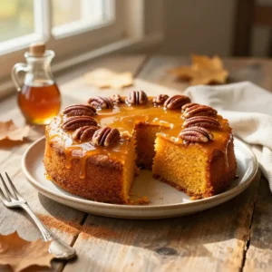 EASY Pumpkin Spice Maple Pecan Cake Recipe