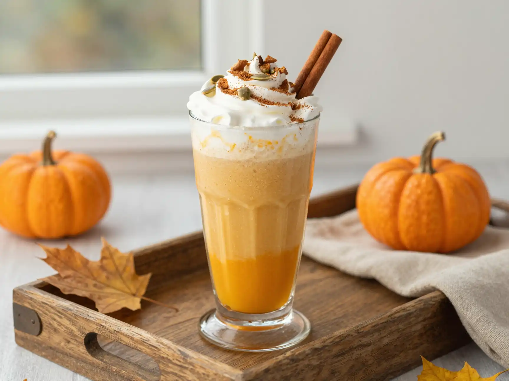 Pumpkin Spice Smoothie for Fall Morning plated dish