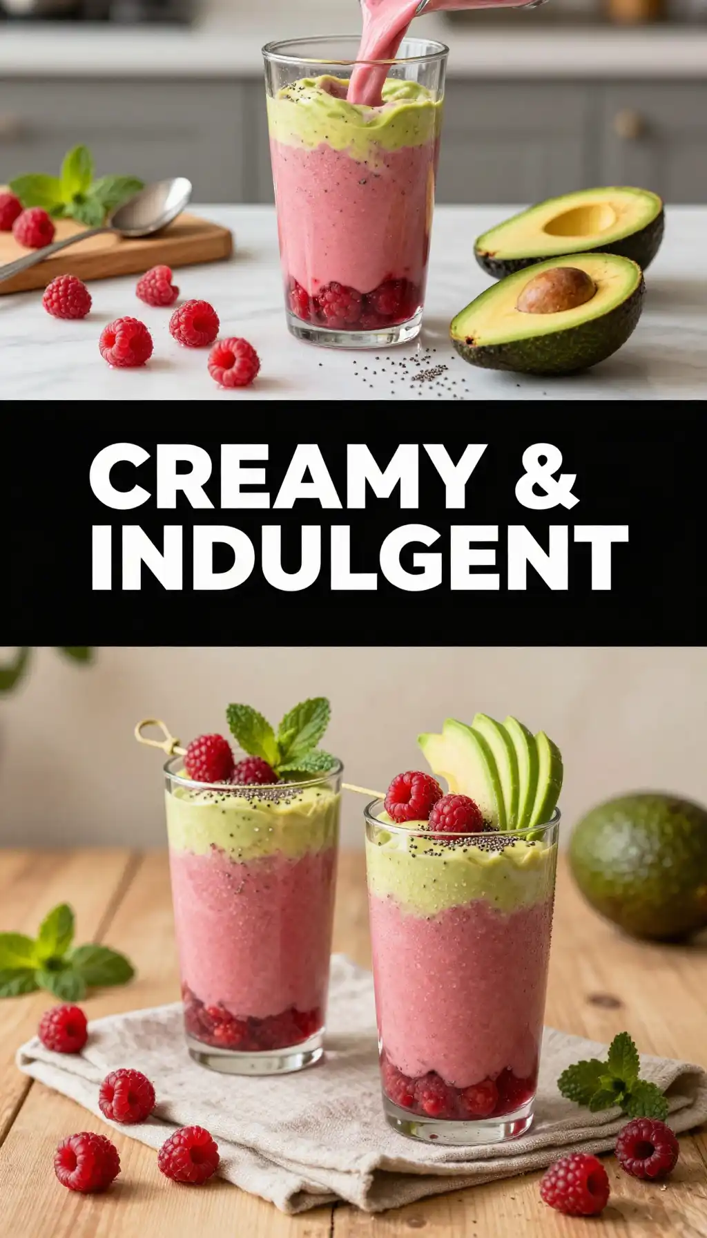 Raspberry Avocado Smoothie for Healthy Fats pinterest pin